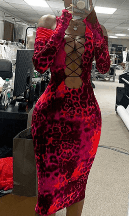 Sexy Leopard Bandage Bateau Neck Dresses