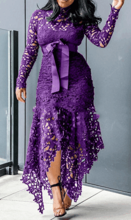 Sexy Patchwork Split Joint Half A Turtleneck Irregular Dress Dresses