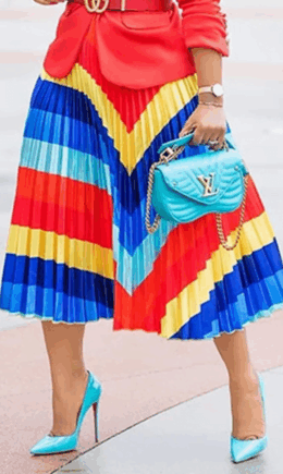 Rainbow Color Casual Striped Split Joint Loose Mid Waist Type A Bottoms