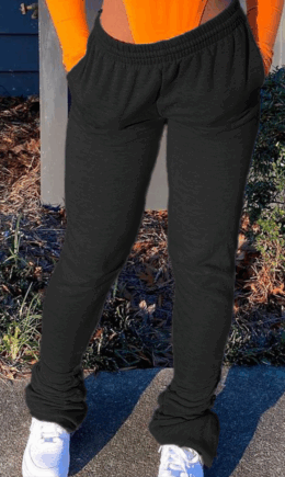 Casual Solid Fold Straight Mid Waist Straight Bottoms