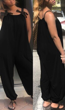 Fashion Casual Solid Basic O Neck Loose Jumpsuits