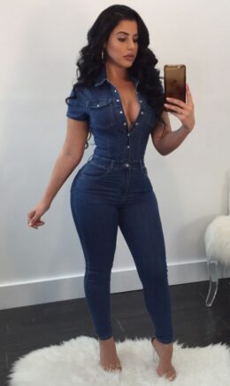 jean cloth Solid Fashion Jumpsuits And  Rompers