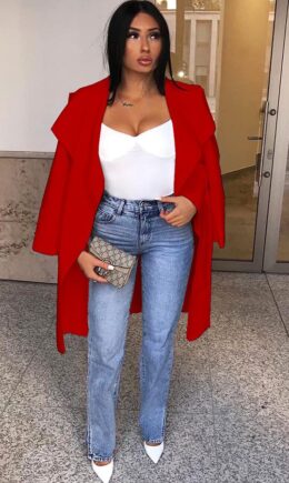 Turndown Collar Solid Pure Long Sleeve Coats & Cardigan