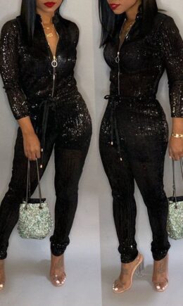 Trendy Zipper Design Blending One-piece Jumpsuit