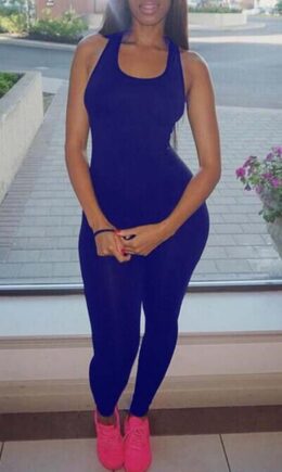 Casual Sportswear Solid Basic O Neck Skinny Jumpsuits