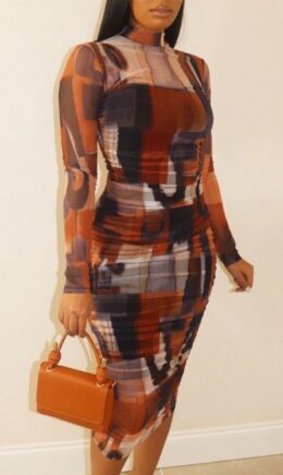 Casual Solid Split Joint O Neck Pencil Skirt Plus Size Dresses