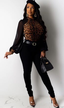 Polyester O Neck Long Sleeve Print Patchwork