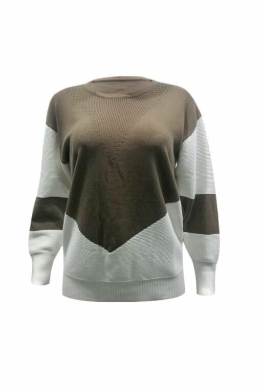 Polyester O Neck Long Sleeve Patchwork Solid