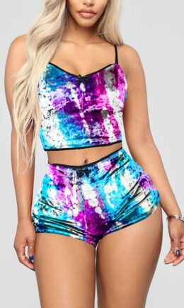 Polyester Fashion Sexy Leopard Two Piece Suits Straight Sleeveless Two Pieces