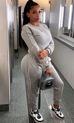Cotton Casual Beading Solid Two Piece Suits Patchwork pencil Long Sleeve  Two-piece Pants Set