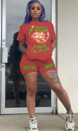 Polyester Fashion Casual adult Ma'am Patchwork Print Two Piece Suits pencil Short Sleeve Two Pieces