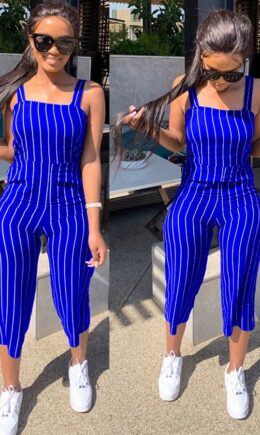 Casual Striped zipper Sleeveless Slip Rompers