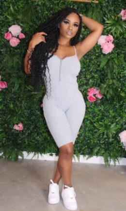 Patchwork Solid zipper Polyester Sleeveless Slip Jumpsuits