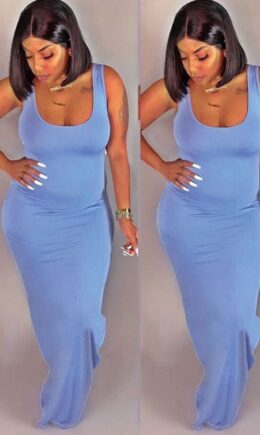 Sexy Fashion Tank Sleeveless Slip Step Skirt Ankle-Length Patchwork Solid Casual Dresses