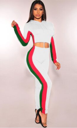 Long Sleeve Patchwork Pants Two-piece suit