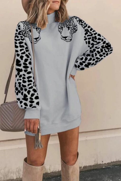 Turtleneck Solid Animal Prints Patchwork Polyester Pure Long Sleeve  Sweats & Hoodies