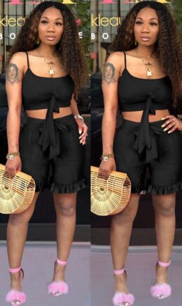 Polyester Fashion Sexy Solid Two Piece Suits Slim fit asymmetrical Regular Sleeveless  Two-Piece Sho