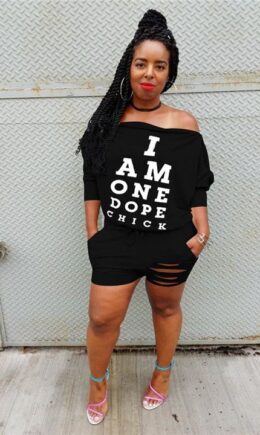 Drawstring Mid Letter Loose shorts  Jumpsuits And  Rompers