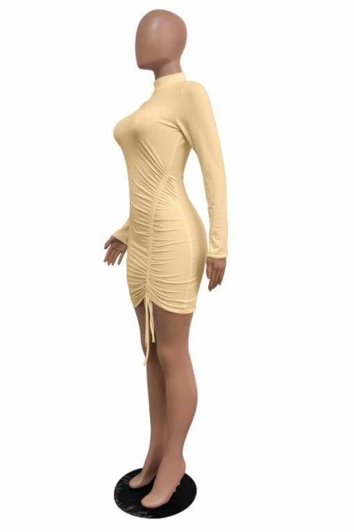 Polyester Europe and America Fashion adult Cap Sleeve Long Sleeves O neck Pencil Dress Mini Patchwor