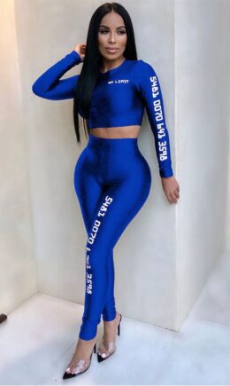 Royal blue Polyester Long Sleeve