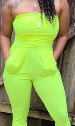 Fruit green Sexy Fashion Pocket Asymmetrical Solid Polyester Sleeveless Wrapped  Jumpsuits