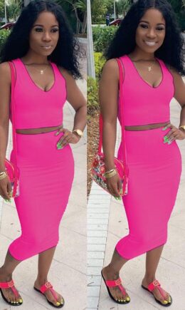Polyester Sexy Fashion Patchwork Solid A-line skirt  Two-Piece Dress