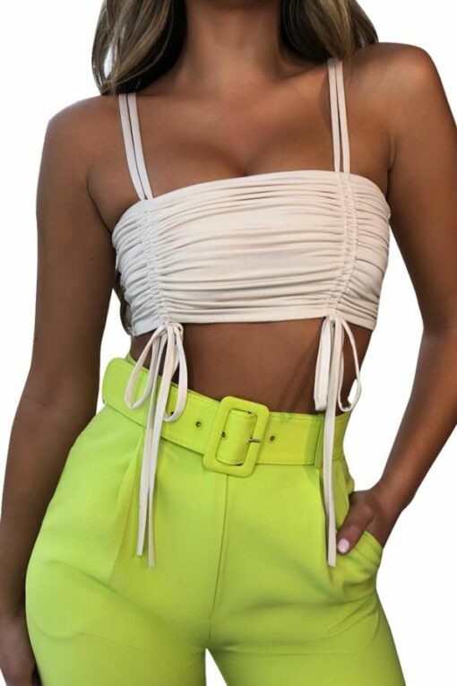 Polyester Slip Sleeveless Fluorescent backless bow-knot  Tank Tops & Camis