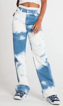 Fashion Casual Print Basic High Waist Straight Jeans