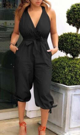 Fashion Sexy Solid Patchwork Polyester Sleeveless V Neck