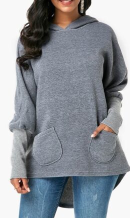 hooded Solid Polyester Long Sleeve  Sweats & Hoodies
