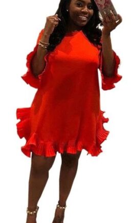 Cute O-Neck Half Sleeve Loose skirt Summer Dresses