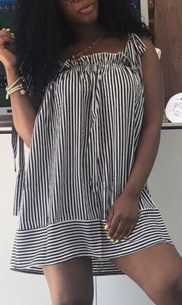 Sexy Casual Striped Print Basic Square Collar Vest Dress