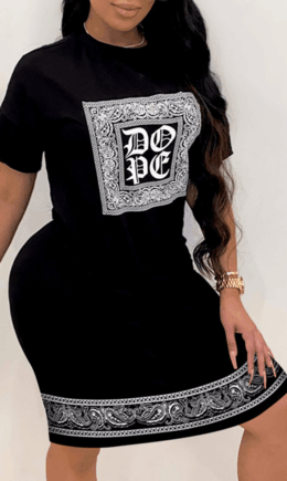 Casual Print Split Joint O Neck Pencil Skirt Dresses