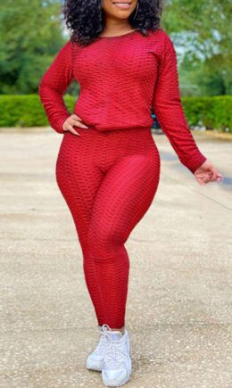 Casual Solid O Neck Long Sleeve Two Pieces
