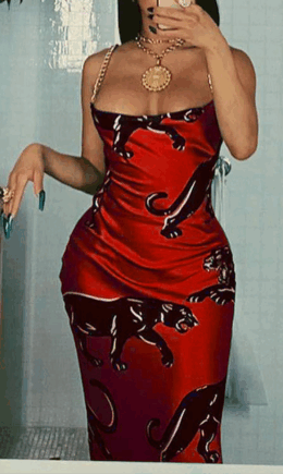 Sexy Print Chains Spaghetti Strap Lantern Skirt Dresses