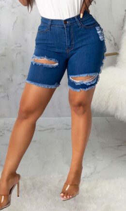 Fashion Sexy Solid Ripped High Waist Straight Jeans