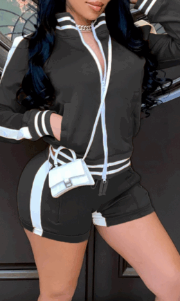 Casual Solid Split Joint Turndown Collar Long Sleeve Two Pieces