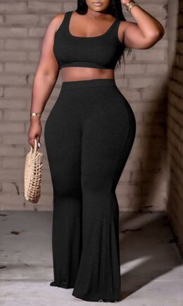 Sexy Casual Solid Basic U Neck Sleeveless Two Pieces