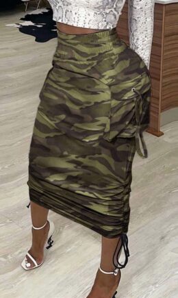 Camouflage Fashion Casual Print Basic Regular High Waist Conventional Full Print Bottoms
