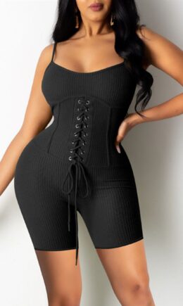 Sexy Casual Solid Backless Spaghetti Strap Skinny Romper