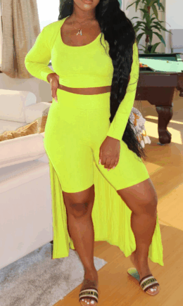 Fluorescent Sexy Solid Cardigan Capris U Neck Sleeveless Three Pieces