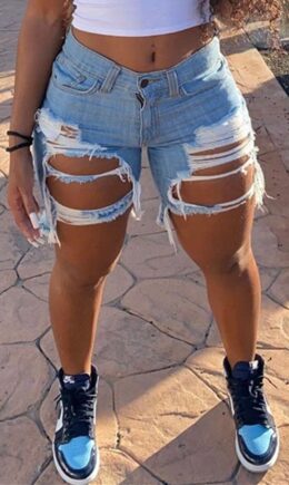 Fashion Sexy Broken Hole Denim Pants