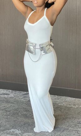 Sexy Casual Solid Backless Spaghetti Strap Sleeveless Dress