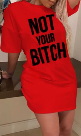 Fashion Casual Letter Print Basic O Neck T-shirt Dress Dresses