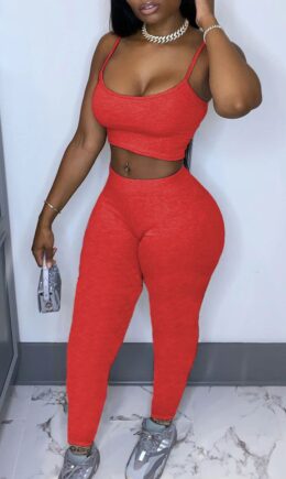 Casual Solid pencil Sleeveless Two Pieces