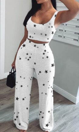 Fashion Print Vest Trousers Sports Set