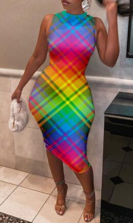 Fashion Sexy Print Basic O Neck Sleeveless Dress