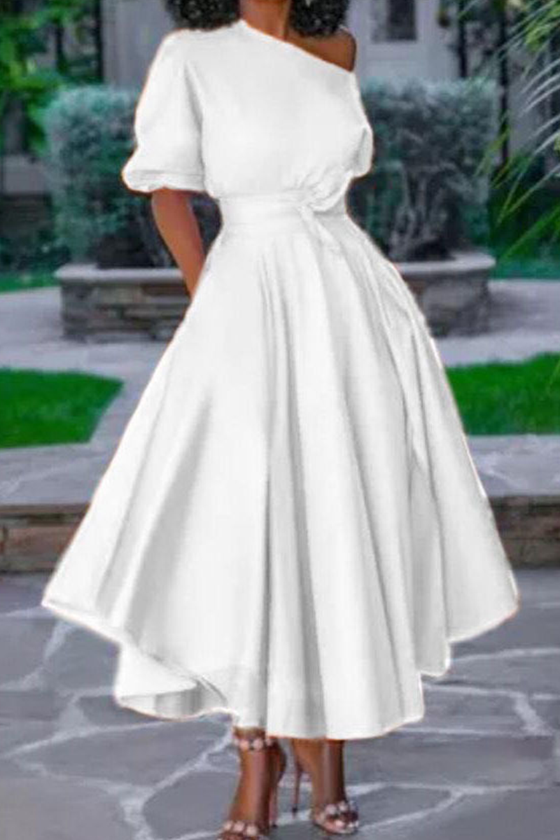 Casual Solid Split Joint Mesh Square Collar Cake Skirt Dresses(5 colors)