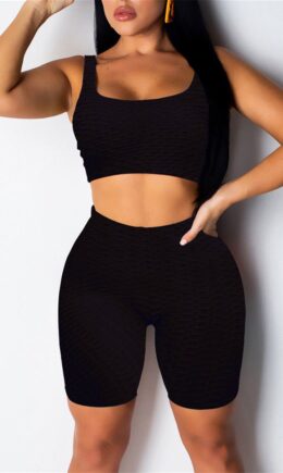 Casual Sportswear Solid Vests U Neck Sleeveless Two Pieces