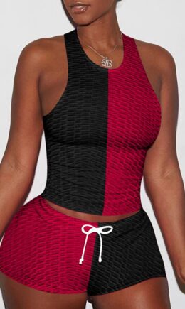 Casual Sportswear Patchwork Basic O Neck Sleeveless Two Pieces